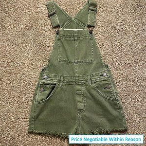 Brandy Melville Olive Green Denim Overall Shorts